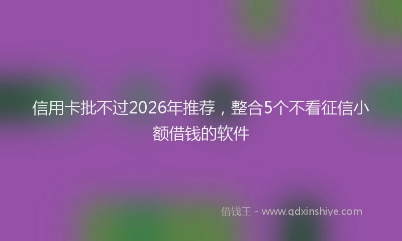 信用卡批不过2026年推荐，整合5个不看征信小额借钱的软件