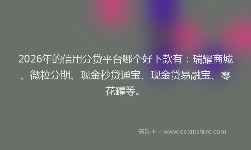 2026年的信用分贷平台哪个好下款有：瑞耀商城、微粒分期、现金秒贷通宝、现金贷易融宝、零花罐等。