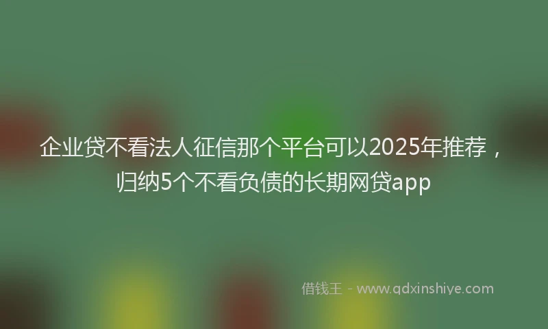 企业贷不看法人征信那个平台可以2025年推荐,归纳5个不看负债的长期网贷app