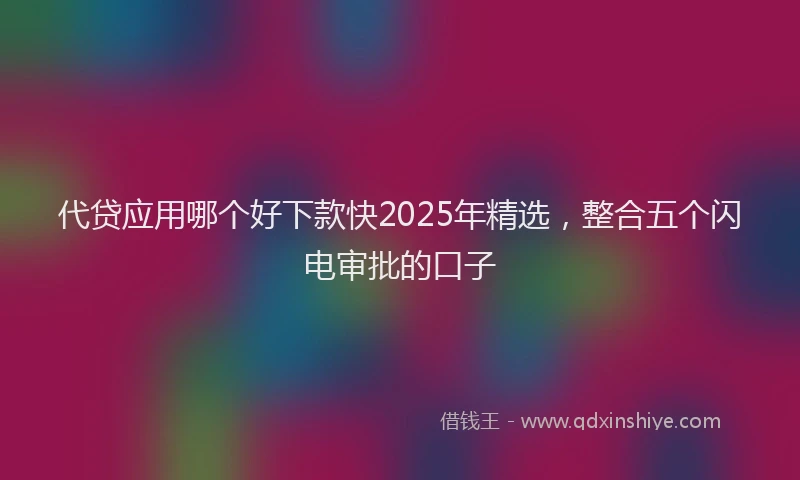 代贷应用哪个好下款快2025年精选，整合五个闪电审批的口子