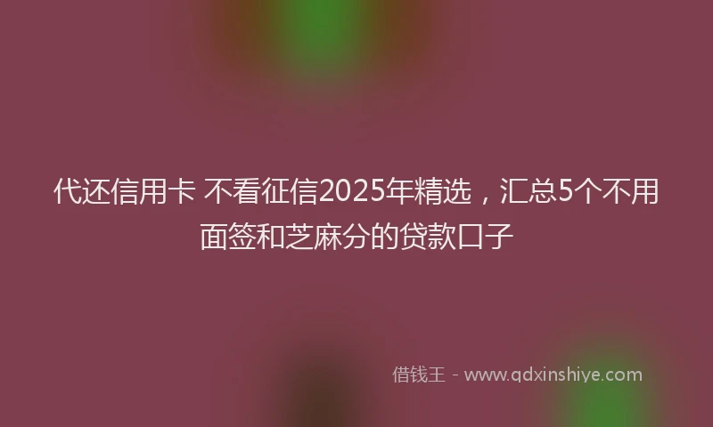 代还信用卡 不看征信2025年精选，汇总5个不用面签和芝麻分的贷款口子