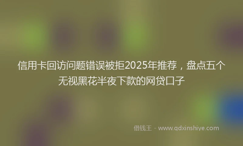 信用卡回访问题错误被拒2025年推荐,盘点五个无视黑花半夜下款的网贷口子