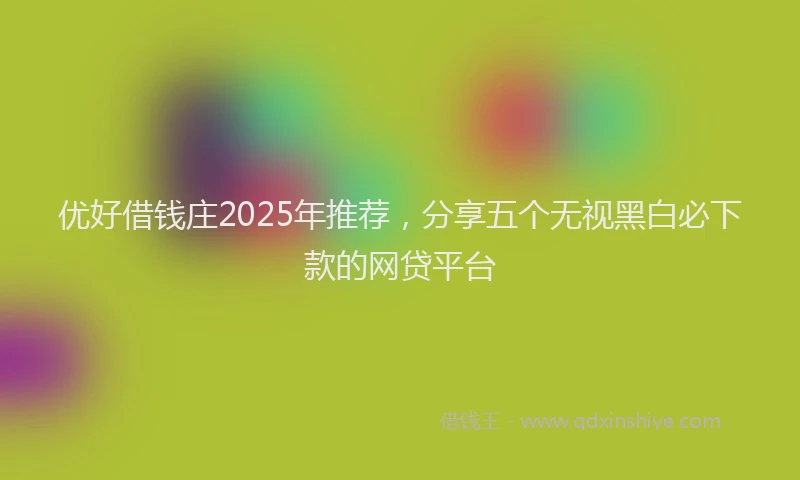 优好借钱庄2025年推荐，分享五个无视黑白必下款的网贷平台