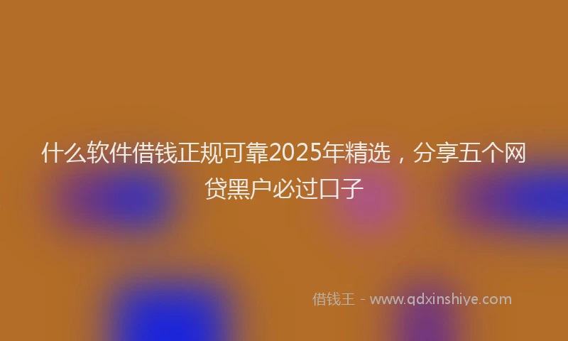 什么软件借钱正规可靠2025年精选，分享五个网贷黑户必过口子