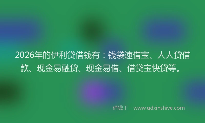 2026年的伊利贷借钱有：钱袋速借宝、人人贷借款、现金易融贷、现金易借、借贷宝快贷等。