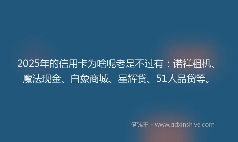 2025年的信用卡为啥呢老是不过有：诺祥租机、魔法现金、白象商城、星辉贷、51人品贷等。