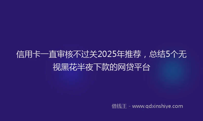 信用卡一直审核不过关2025年推荐，总结5个无视黑花半夜下款的网贷平台