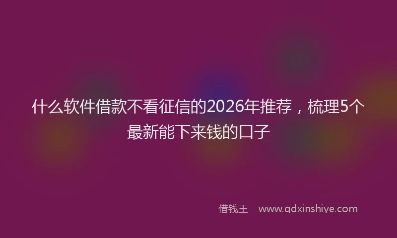 什么软件借款不看征信的2026年推荐，梳理5个最新能下来钱的口子