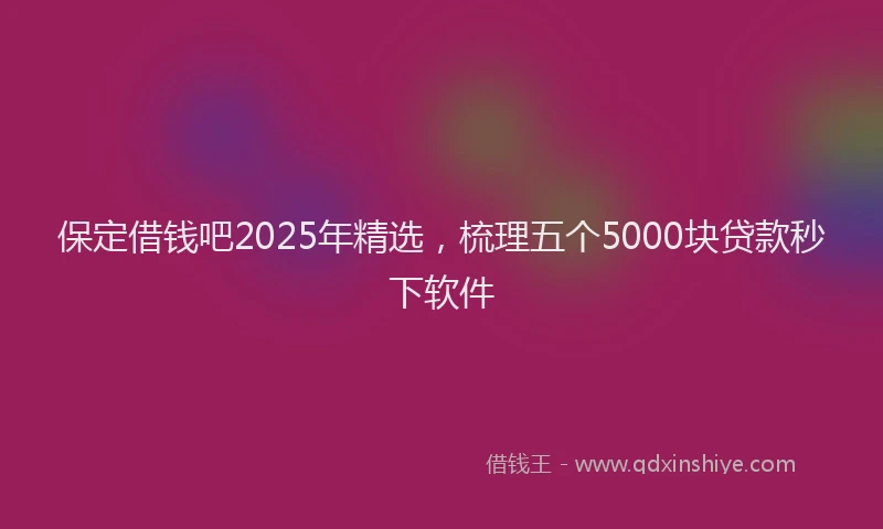 保定借钱吧2025年精选，梳理五个5000块贷款秒下软件