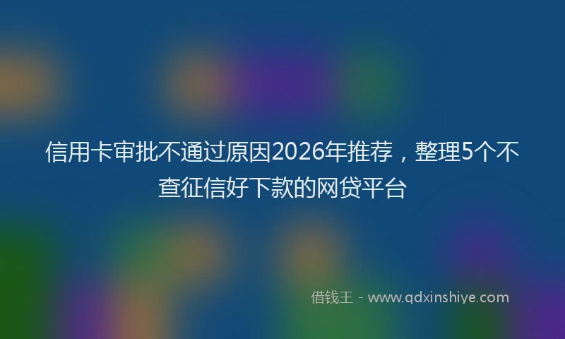 信用卡审批不通过原因2026年推荐，整理5个不查征信好下款的网贷平台