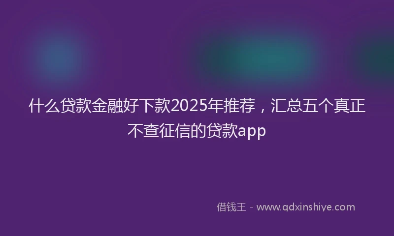什么贷款金融好下款2025年推荐，汇总五个真正不查征信的贷款app