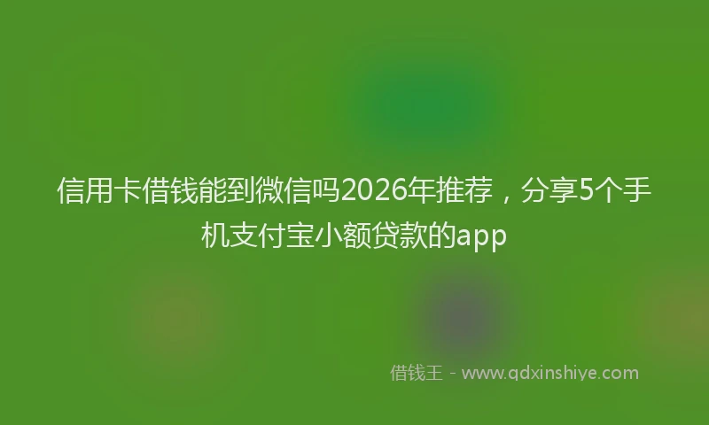 信用卡借钱能到微信吗2026年推荐，分享5个手机支付宝小额贷款的app