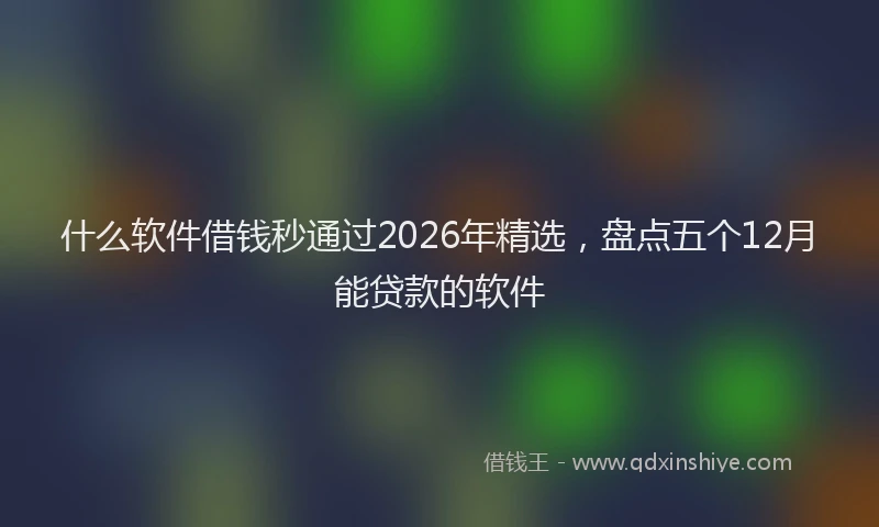什么软件借钱秒通过2026年精选，盘点五个12月能贷款的软件