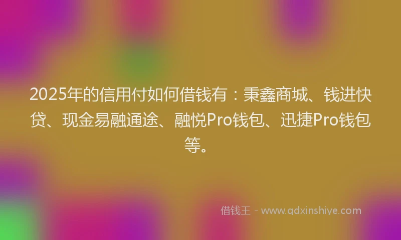 2025年的信用付如何借钱有：秉鑫商城、钱进快贷、现金易融通途、融悦Pro钱包、迅捷Pro钱包等。