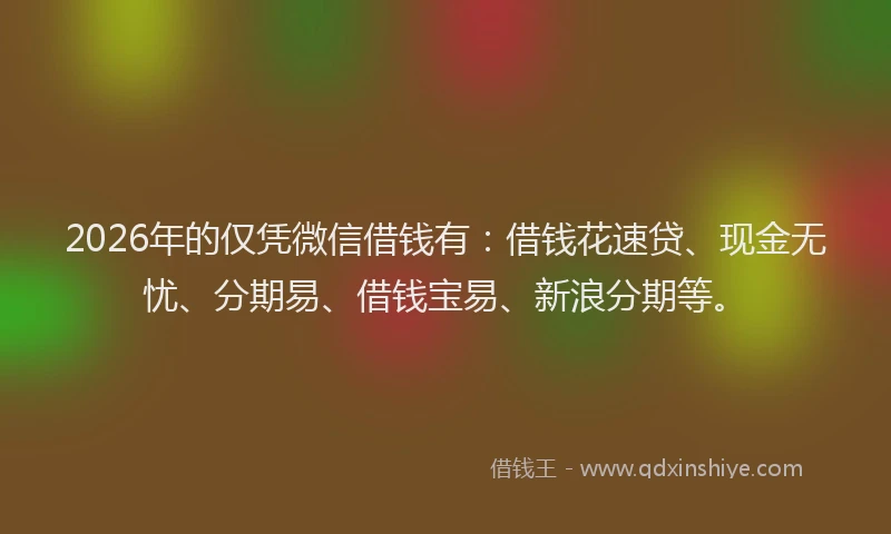 2026年的仅凭微信借钱有：借钱花速贷、现金无忧、分期易、借钱宝易、新浪分期等。