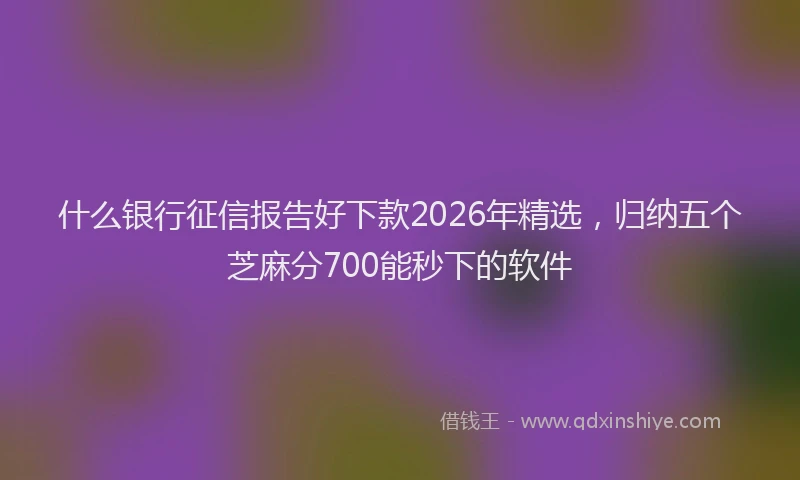 什么银行征信报告好下款2026年精选，归纳五个芝麻分700能秒下的软件