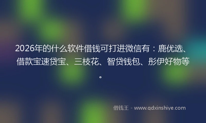 2026年的什么软件借钱可打进微信有：鹿优选、借款宝速贷宝、三枝花、智贷钱包、彤伊好物等。