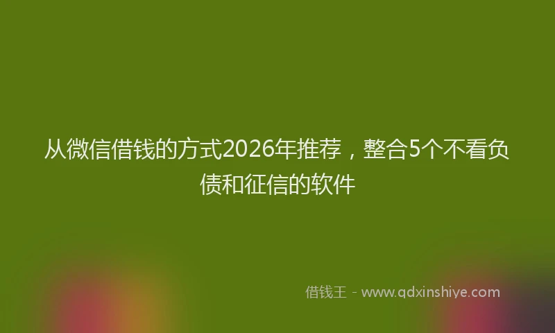 从微信借钱的方式2026年推荐，整合5个不看负债和征信的软件