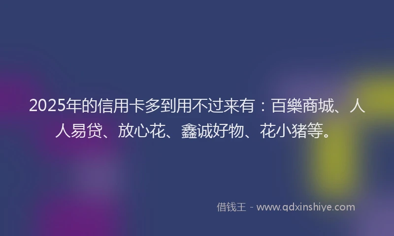 2025年的信用卡多到用不过来有:百樂商城、人人易贷、放心花、鑫诚好物、花小猪等。