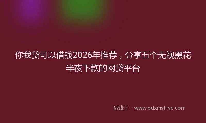 你我贷可以借钱2026年推荐，分享五个无视黑花半夜下款的网贷平台