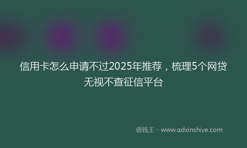 信用卡怎么申请不过2025年推荐，梳理5个网贷无视不查征信平台