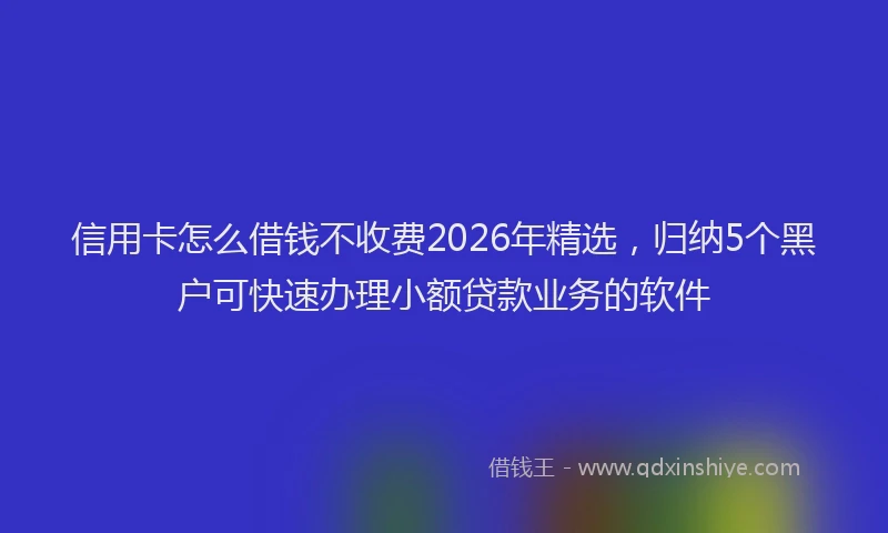 信用卡怎么借钱不收费2026年精选，归纳5个黑户可快速办理小额贷款业务的软件