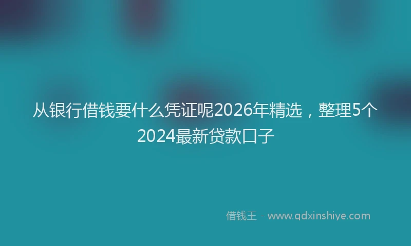 从银行借钱要什么凭证呢2026年精选,整理5个2024最新贷款口子