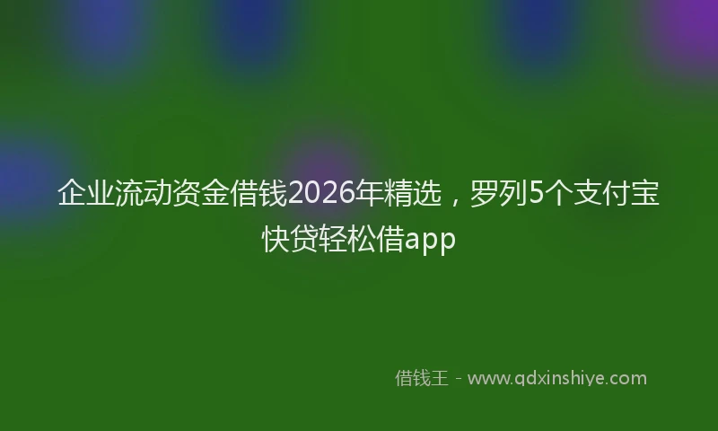 企业流动资金借钱2026年精选，罗列5个支付宝快贷轻松借app