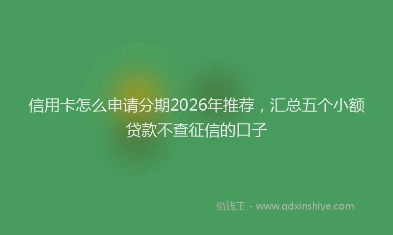 信用卡怎么申请分期2026年推荐，汇总五个小额贷款不查征信的口子