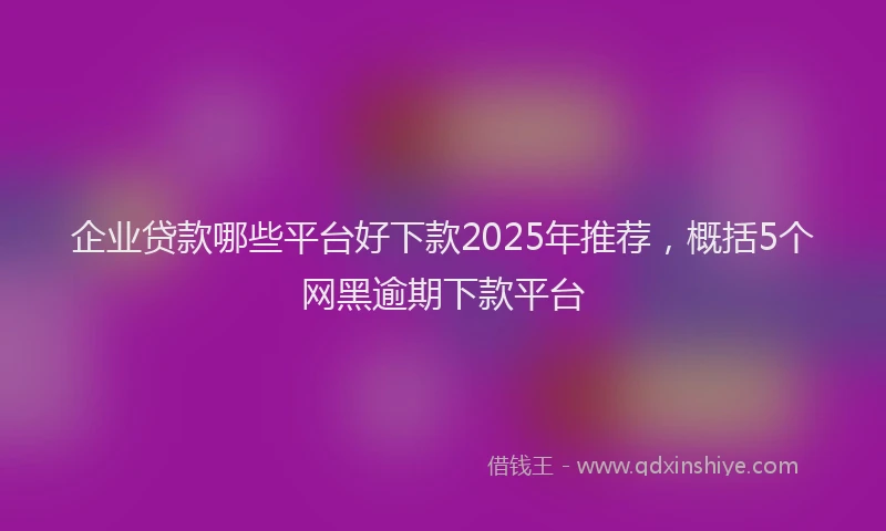 企业贷款哪些平台好下款2025年推荐，概括5个网黑逾期下款平台