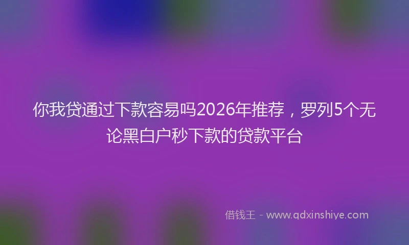 你我贷通过下款容易吗2026年推荐，罗列5个无论黑白户秒下款的贷款平台