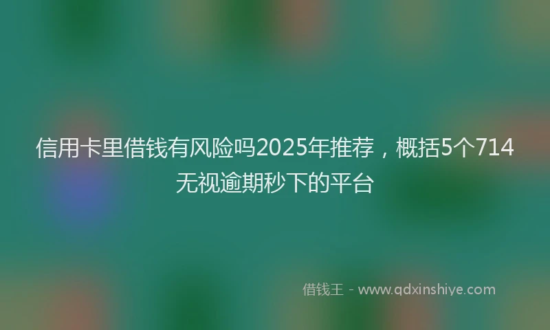 信用卡里借钱有风险吗2025年推荐，概括5个714无视逾期秒下的平台
