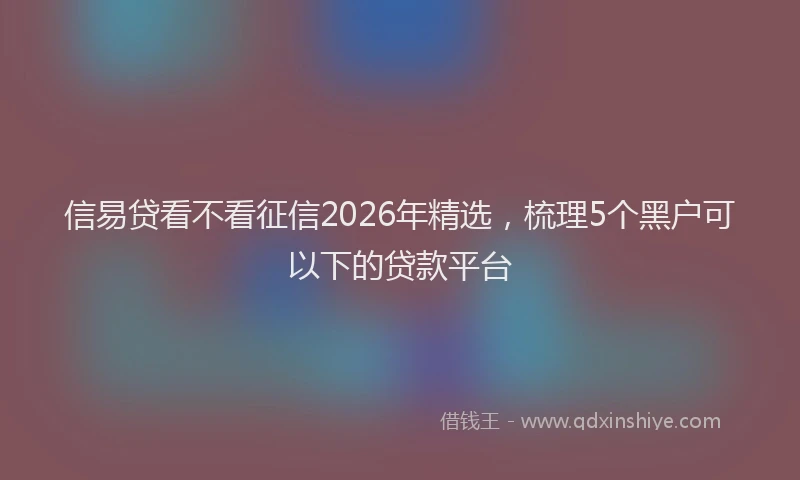信易贷看不看征信2026年精选，梳理5个黑户可以下的贷款平台