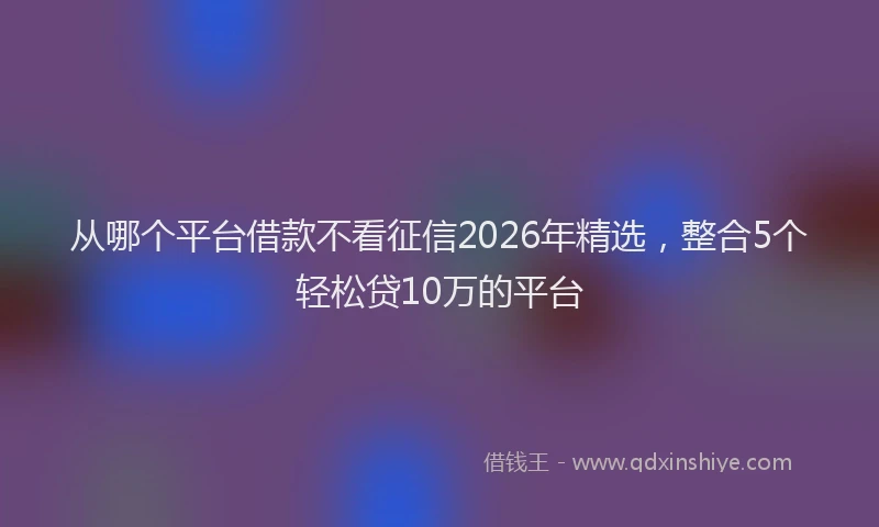 从哪个平台借款不看征信2026年精选，整合5个轻松贷10万的平台