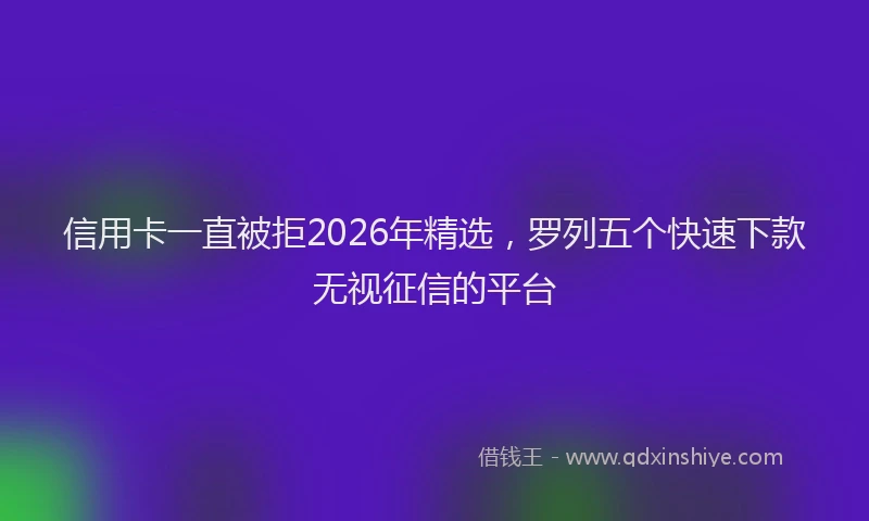 信用卡一直被拒2026年精选，罗列五个快速下款无视征信的平台