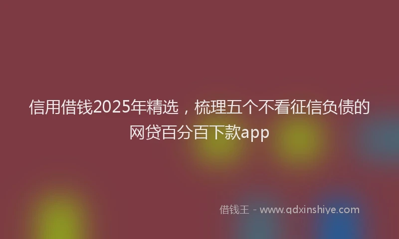 信用借钱2025年精选，梳理五个不看征信负债的网贷百分百下款app