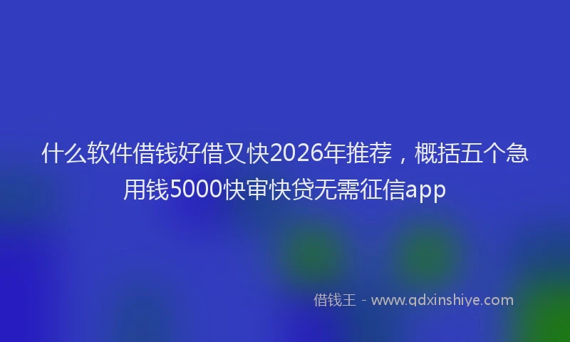 什么软件借钱好借又快2026年推荐，概括五个急用钱5000快审快贷无需征信app