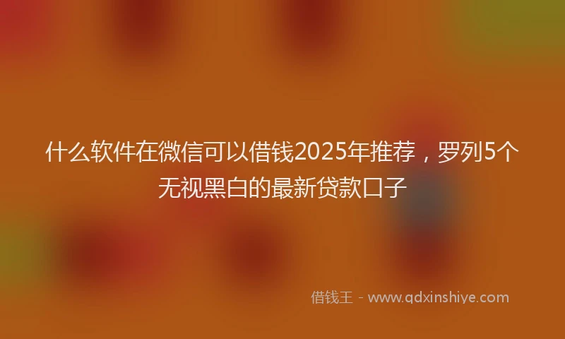 什么软件在微信可以借钱2025年推荐，罗列5个无视黑白的最新贷款口子