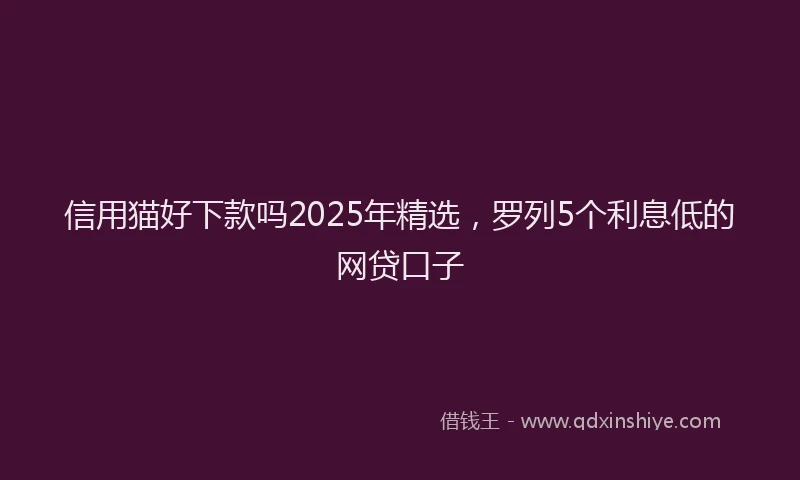 信用猫好下款吗2025年精选，罗列5个利息低的网贷口子