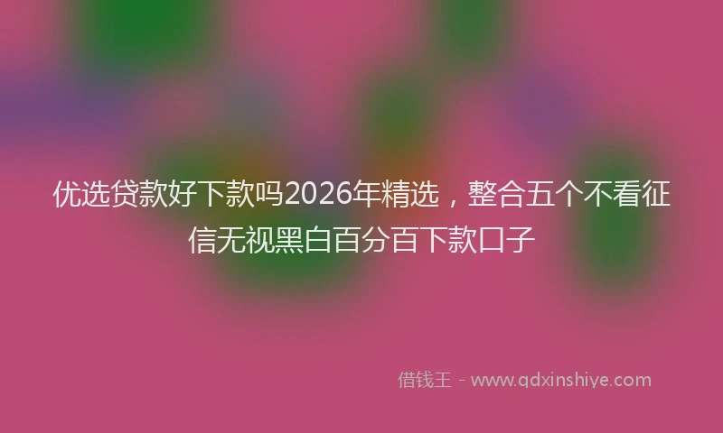 优选贷款好下款吗2026年精选，整合五个不看征信无视黑白百分百下款口子