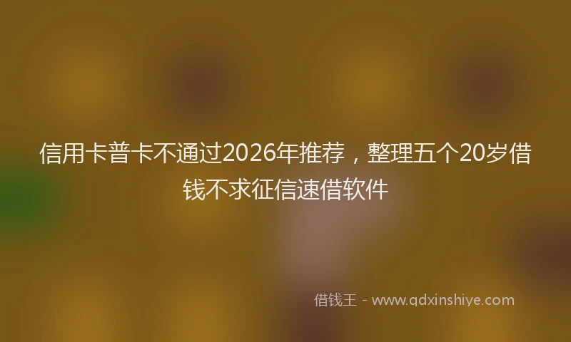 信用卡普卡不通过2026年推荐，整理五个20岁借钱不求征信速借软件