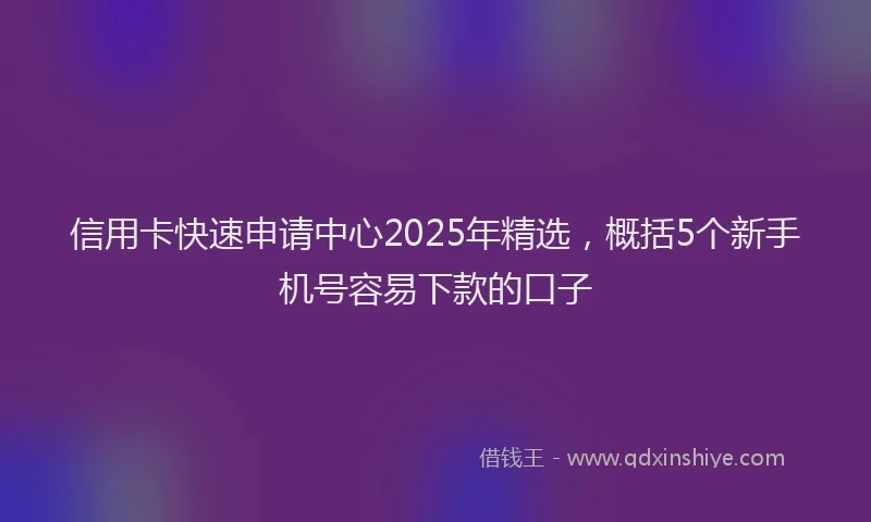 信用卡快速申请中心2025年精选,概括5个新手机号容易下款的口子