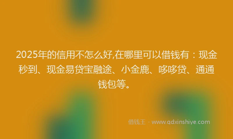 2025年的信用不怎么好,在哪里可以借钱有:现金秒到、现金易贷宝融途、小金鹿、哆哆贷、通通钱包等。