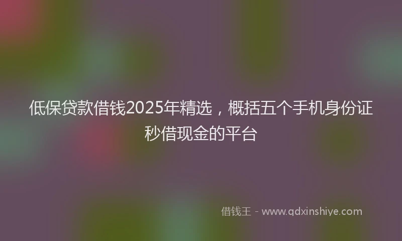 低保贷款借钱2025年精选，概括五个手机身份证秒借现金的平台
