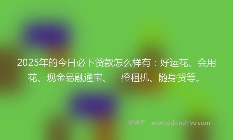 2025年的今日必下贷款怎么样有:好运花、会用花、现金易融通宝、一橙租机、随身贷等。