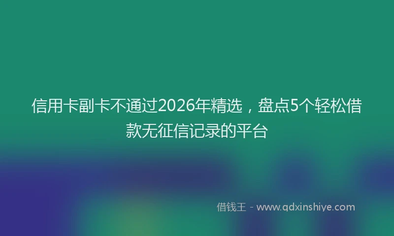 信用卡副卡不通过2026年精选,盘点5个轻松借款无征信记录的平台