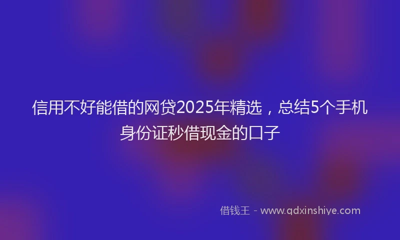 信用不好能借的网贷2025年精选，总结5个手机身份证秒借现金的口子