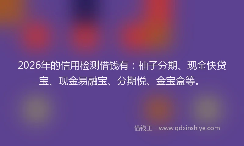 2026年的信用检测借钱有：柚子分期、现金快贷宝、现金易融宝、分期悦、金宝盒等。