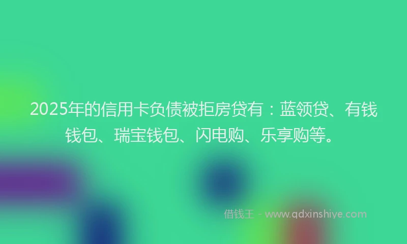 2025年的信用卡负债被拒房贷有：蓝领贷、有钱钱包、瑞宝钱包、闪电购、乐享购等。