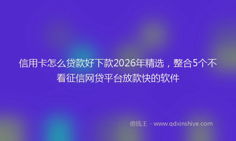 信用卡怎么贷款好下款2026年精选,整合5个不看征信网贷平台放款快的软件